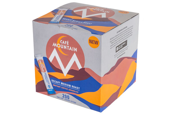 Cafe Mountain medium roast instant decaff coffee granules one cup sticks - 200 pack